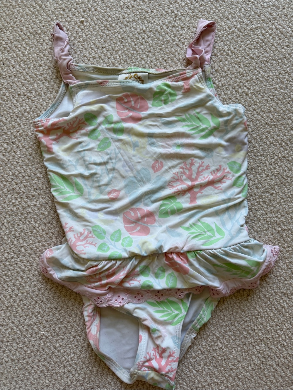 The Beaufort Bonnet Company Girls One-Piece Swimsuit in Pink, Green, White